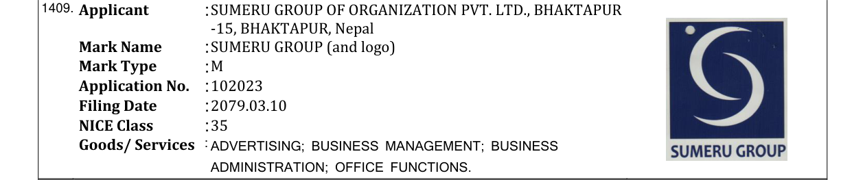Original bulletin entry for SUMERU GROUP (and logo)