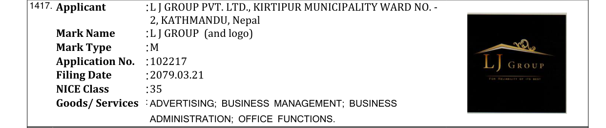 Original bulletin entry for L J GROUP (and logo)