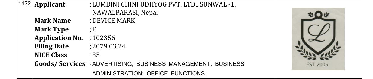 Original bulletin entry for DEVICE MARK