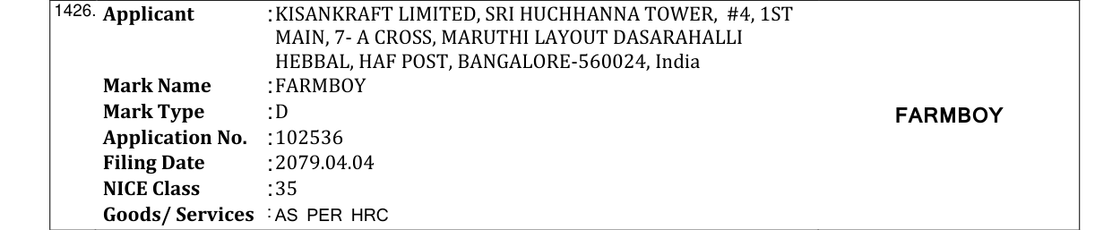 Original bulletin entry for FARMBOY