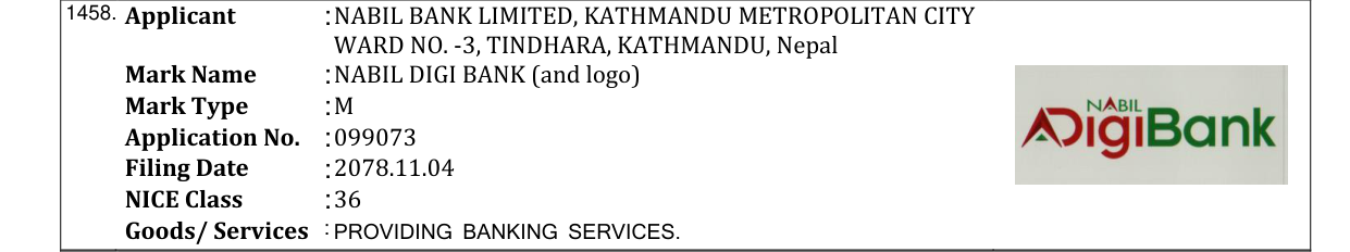 Original bulletin entry for NABIL DIGI BANK (and logo)