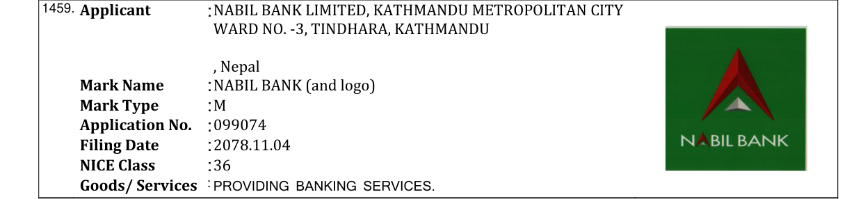 Original bulletin entry for NABIL BANK (and logo)