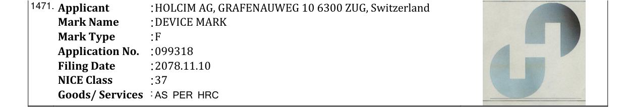 Original bulletin entry for DEVICE MARK