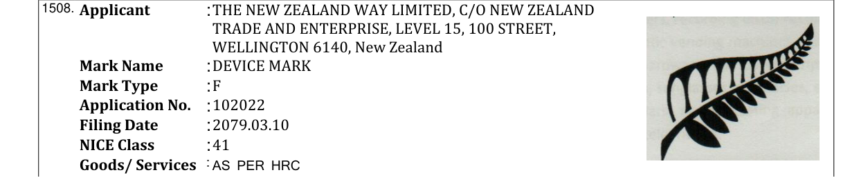 Original bulletin entry for DEVICE MARK