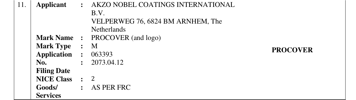 Original bulletin entry for PROCOVER (and logo)