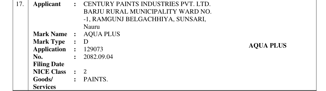 Original bulletin entry for AQUA PLUS