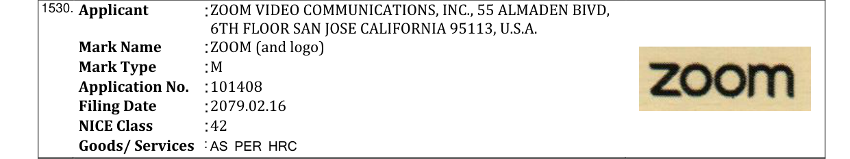 Original bulletin entry for ZOOM (and logo)