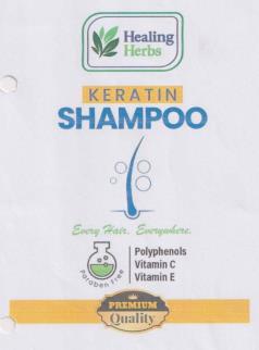HEALING HERBS KERATIN SHAMPOO (and logo) trademark logo