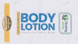 HEALING HERBS BODY LOTION (and logo) trademark logo