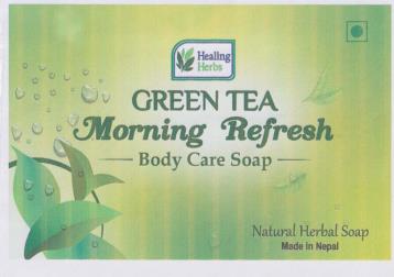 HEALING HERBS GREEN TEA MORNING REFRESH SOAP (and logo) trademark logo