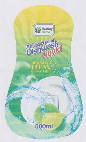HEALING HERBS ANTI BACTERIAL DISHWASH LIQUID (and logo) trademark logo