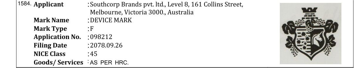 Original bulletin entry for DEVICE MARK