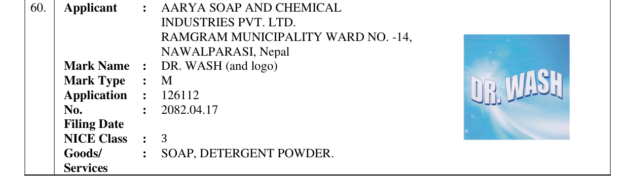 Original bulletin entry for DR. WASH (and logo)