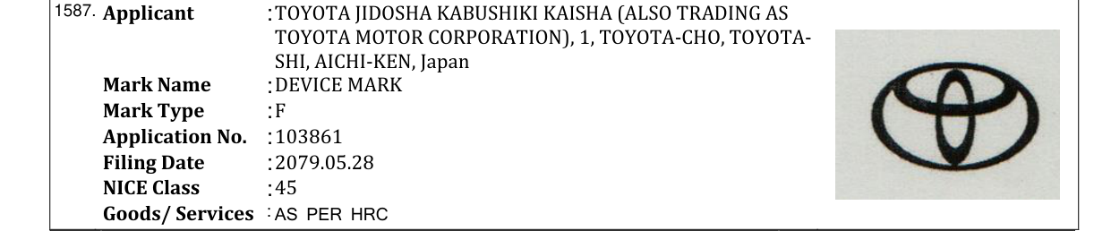 Original bulletin entry for DEVICE MARK