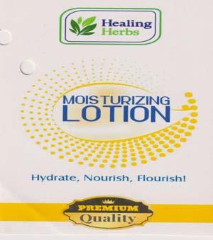 HEALING HERBS MOISTURIZING LOTION (and logo) trademark logo