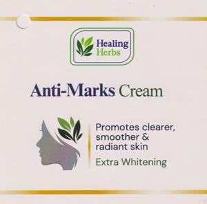 HEALING HERBS ANTI-MARKS CREAM (and logo) trademark logo