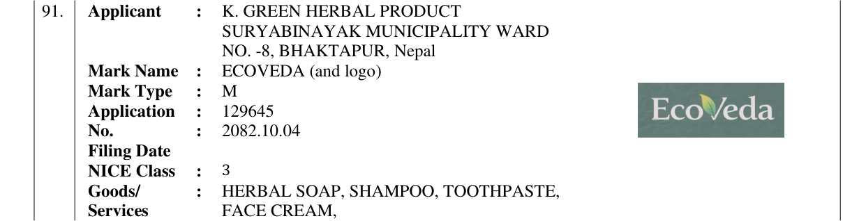 Original bulletin entry for ECOVEDA (and logo)