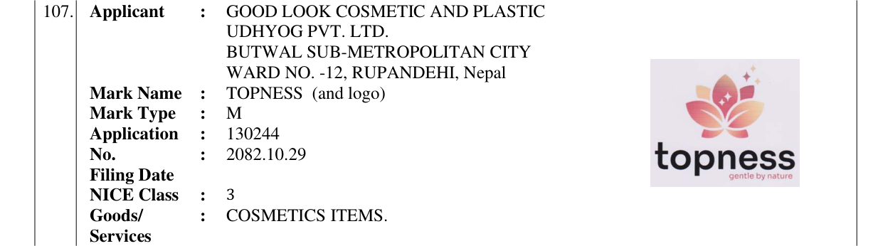 Original bulletin entry for TOPNESS (and logo)