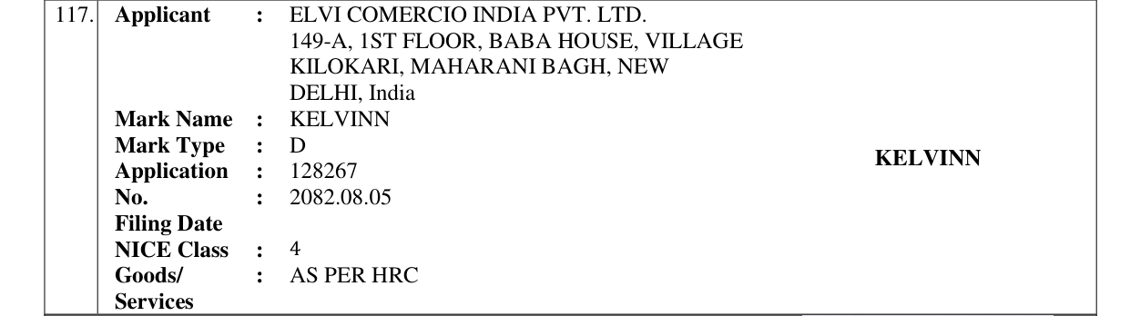 Original bulletin entry for KELVINN