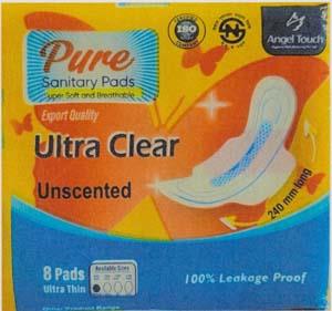 PURE SANITARY PADS ULTRA CLEAR (and logo) trademark logo