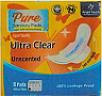PURE SANITARY PADS ULTRA CLEAR (and logo) trademark logo