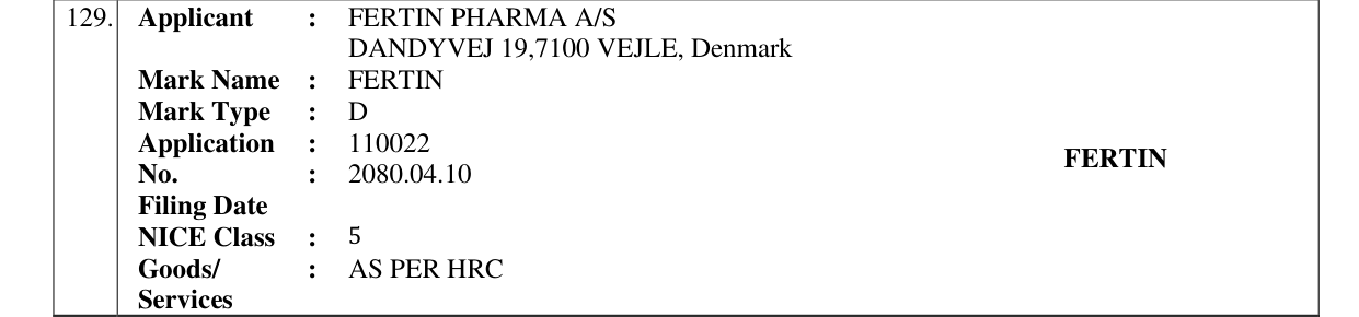 Original bulletin entry for FERTIN