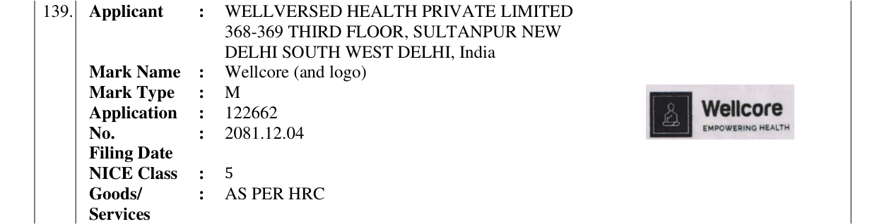 Original bulletin entry for Wellcore (and logo)