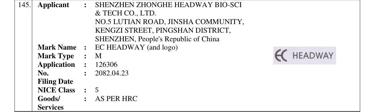 Original bulletin entry for EC HEADWAY (and logo)