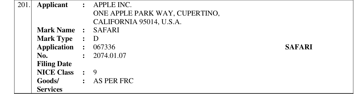 Original bulletin entry for SAFARI