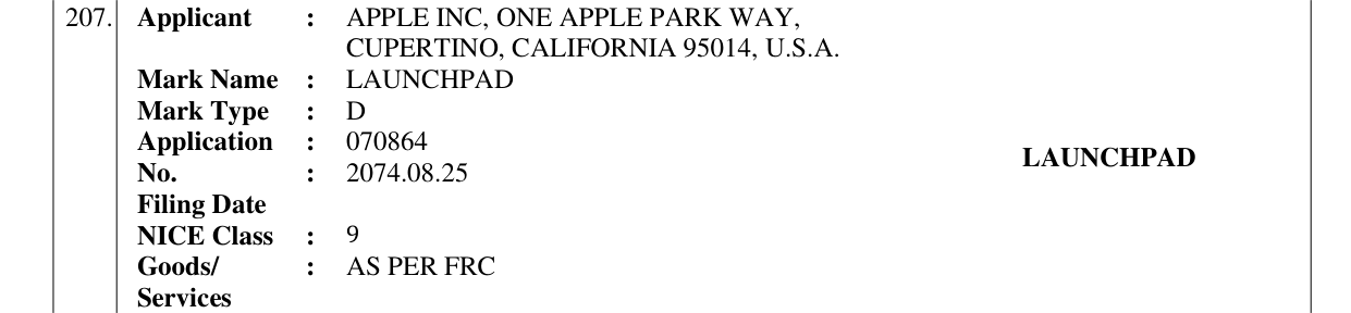 Original bulletin entry for LAUNCHPAD