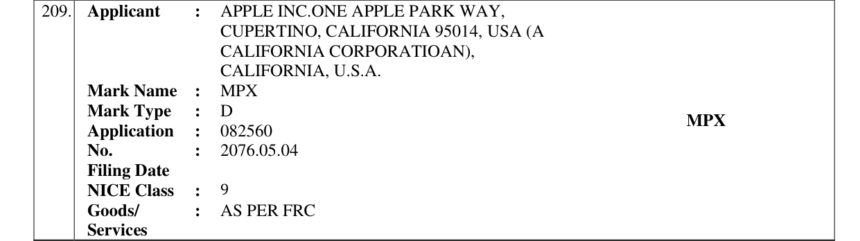 Original bulletin entry for MPX