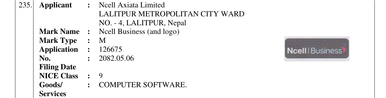 Original bulletin entry for Ncell Business (and logo)