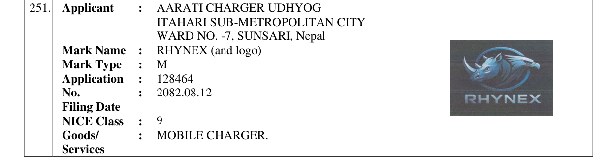 Original bulletin entry for RHYNEX (and logo)