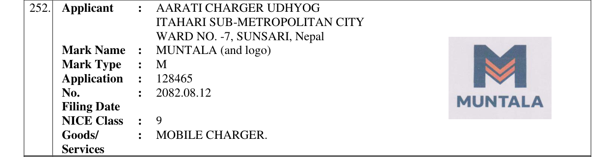 Original bulletin entry for MUNTALA (and logo)