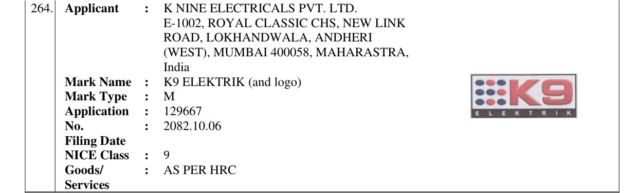 Original bulletin entry for K9 ELEKTRIK (and logo)