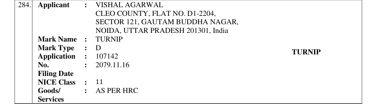 Original bulletin entry for TURNIP