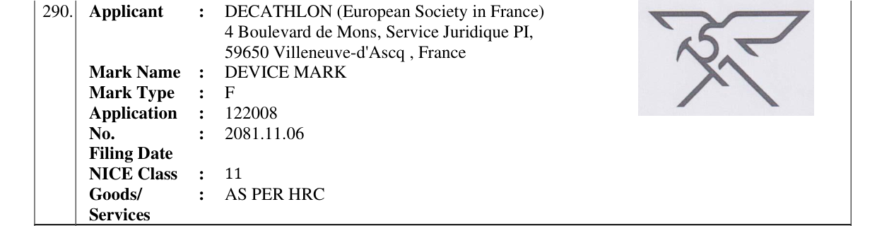 Original bulletin entry for DEVICE MARK