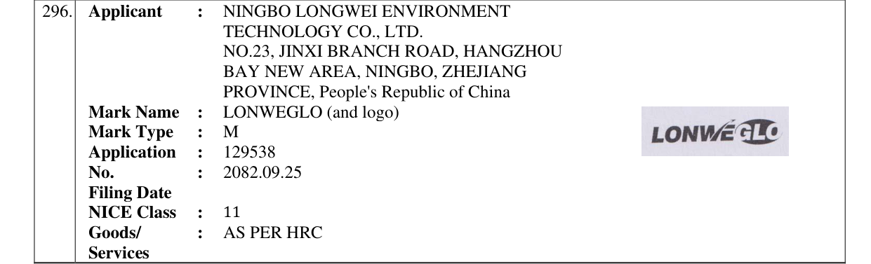 Original bulletin entry for LONWEGLO (and logo)