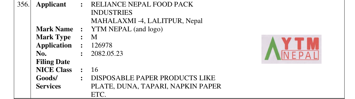 Original bulletin entry for YTM NEPAL (and logo)