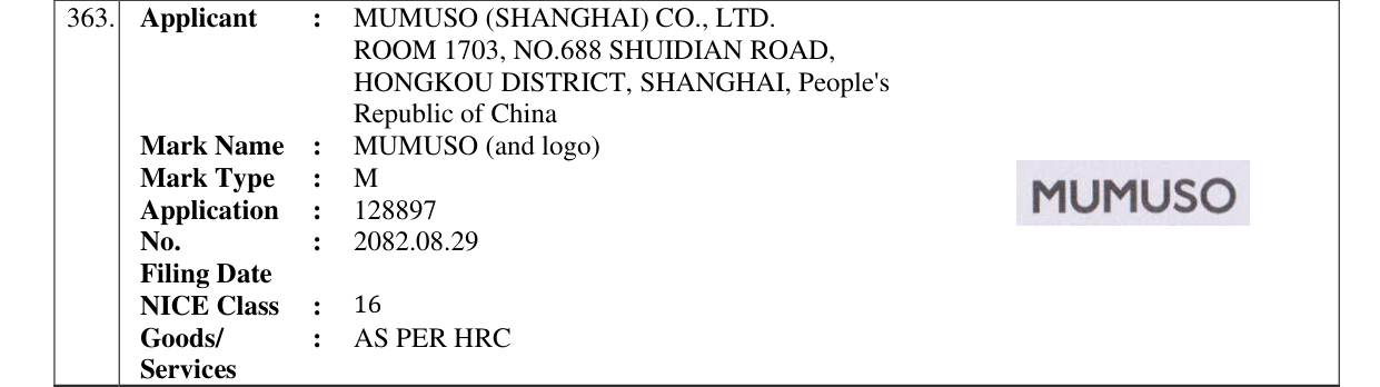 Original bulletin entry for MUMUSO (and logo)