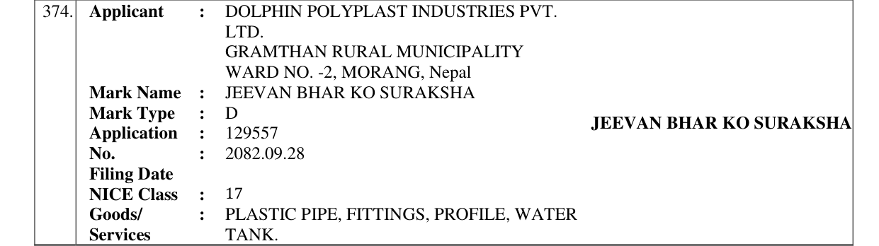 Original bulletin entry for JEEVAN BHAR KO SURAKSHA