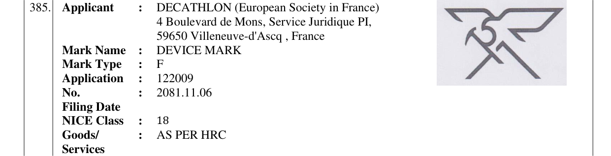 Original bulletin entry for DEVICE MARK