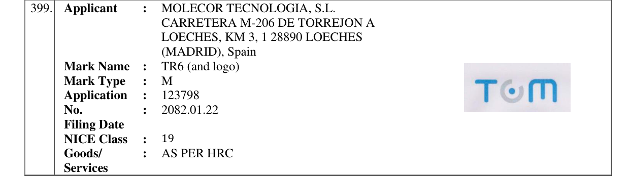 Original bulletin entry for TR6 (and logo)