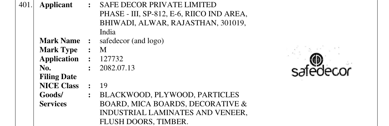 Original bulletin entry for safedecor (and logo)