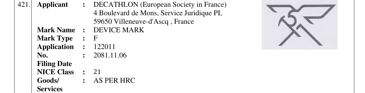 Original bulletin entry for DEVICE MARK
