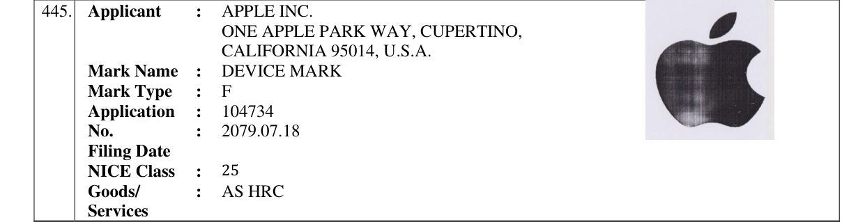 Original bulletin entry for DEVICE MARK