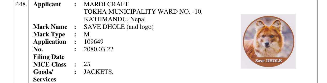 Original bulletin entry for SAVE DHOLE (and logo)