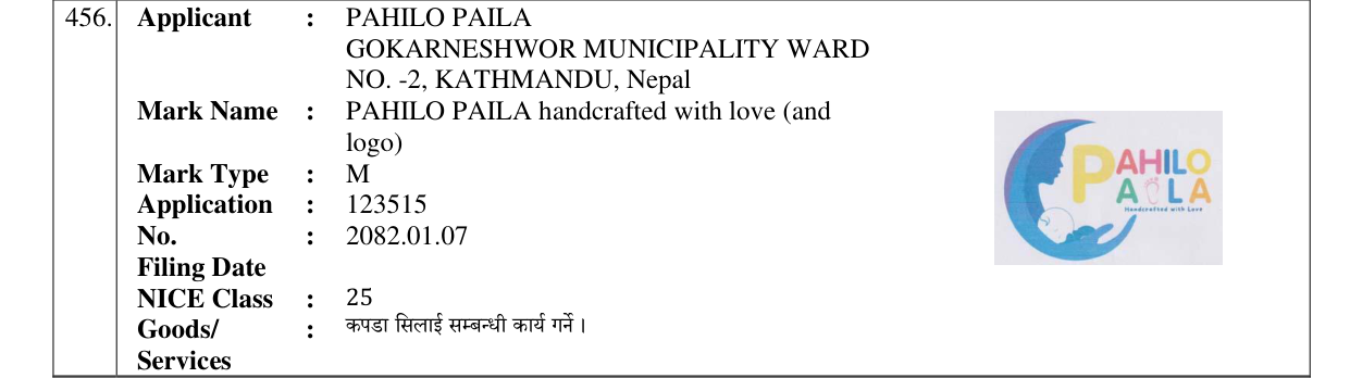 Original bulletin entry for PAHILO PAILA handcrafted with love (and logo)