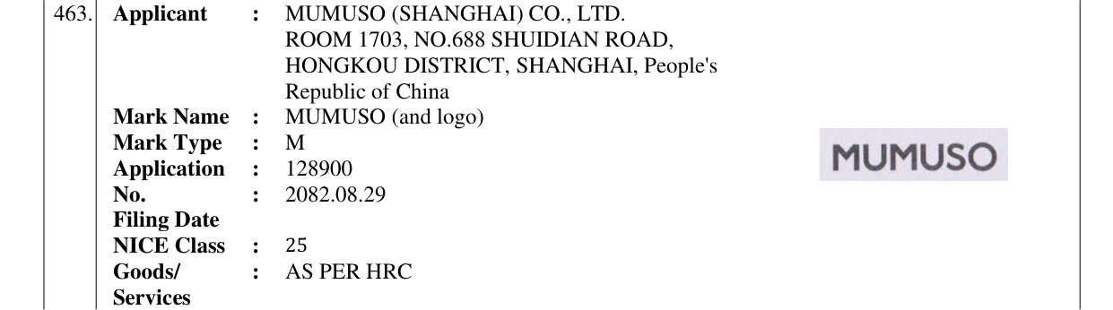 Original bulletin entry for MUMUSO (and logo)