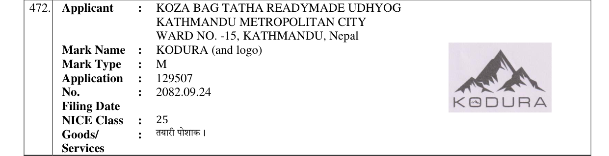 Original bulletin entry for KODURA (and logo)